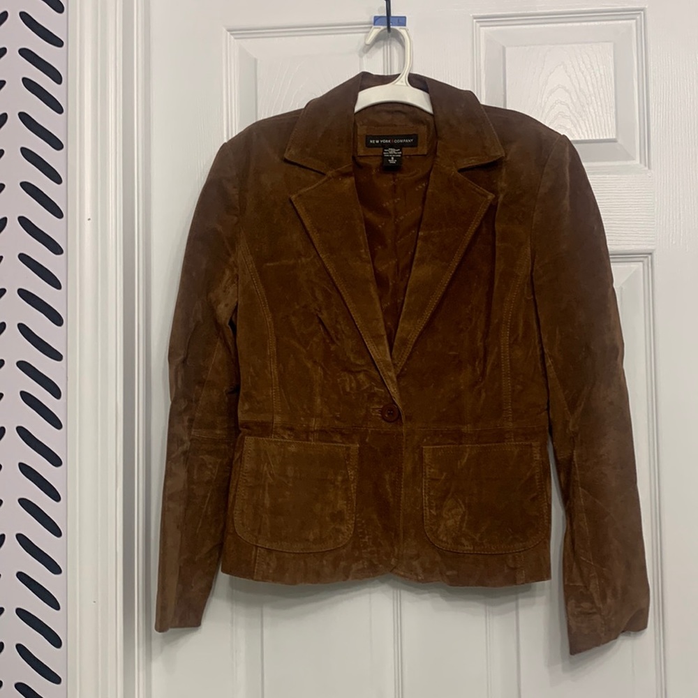 New York & Company Brown Suede Blazer Jacket